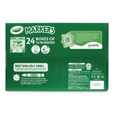 Crayola® Non-Washable Marker, Broad Bullet Tip, Assorted Classic Colors, 10/Box, 24 Boxes/Carton (CYO587771)