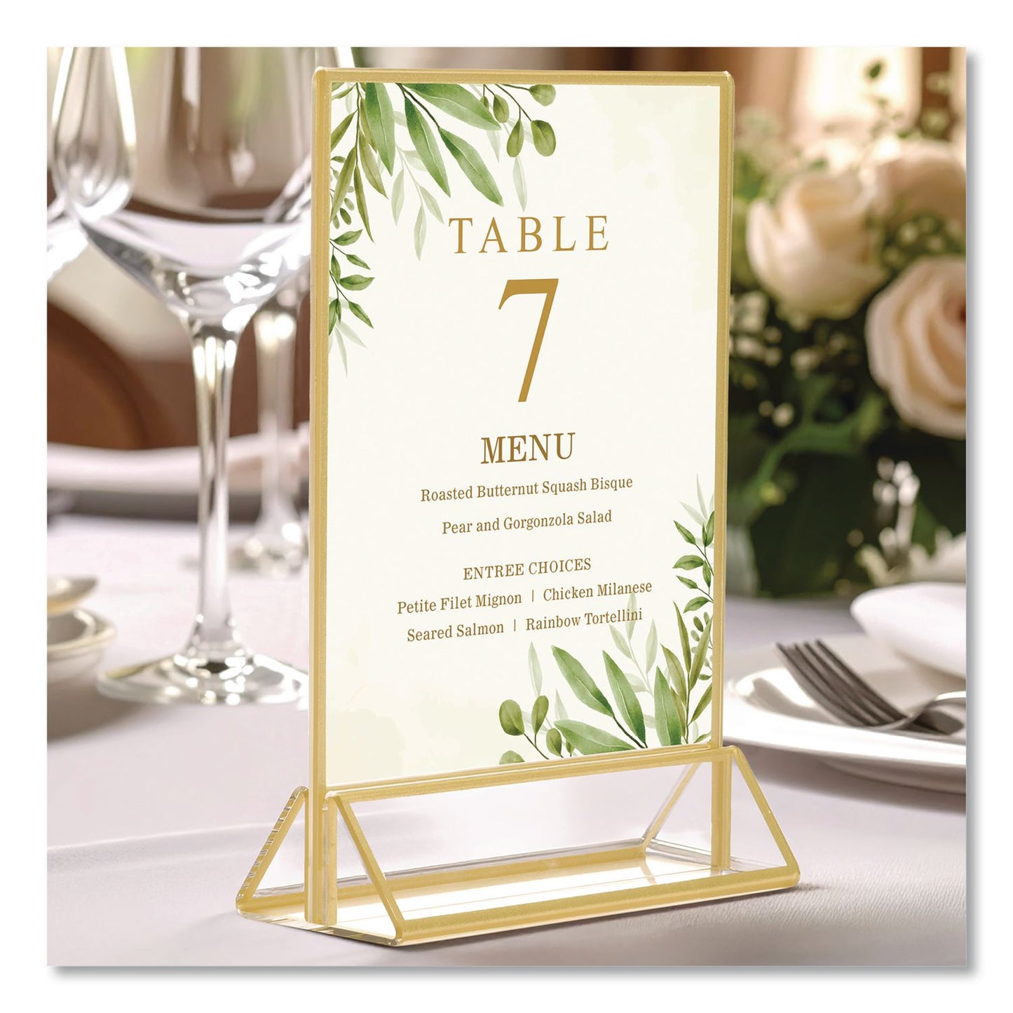 Excello Global Products® Acrylic Sign Holder with Gold Trim, 4 x 6 Insert (EXOSGNHGT4X6)