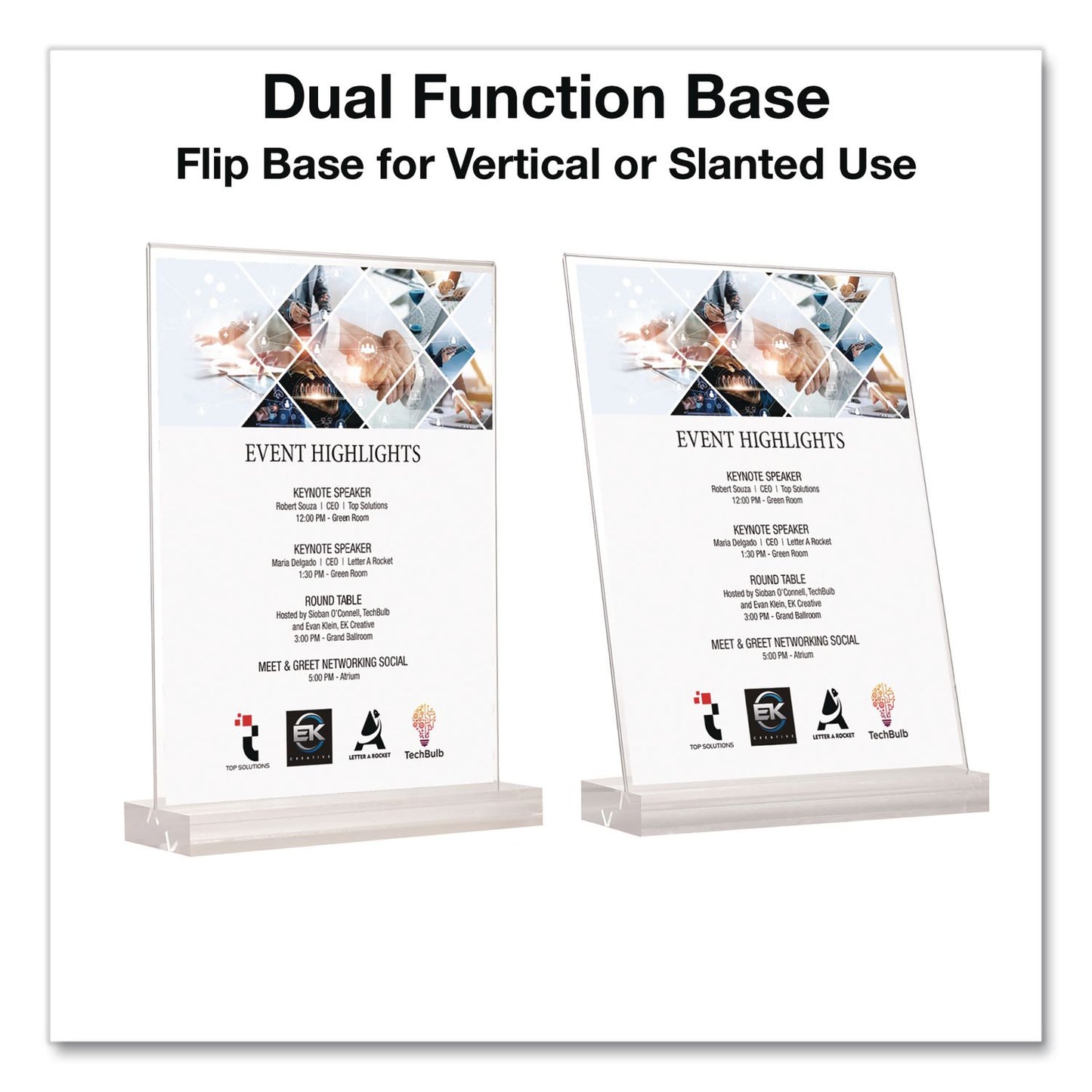 Global Printed Products Acrylic Sign Holder with Dual Function Base, 5 x 7 Insert (GPUSGNHAB5X7)