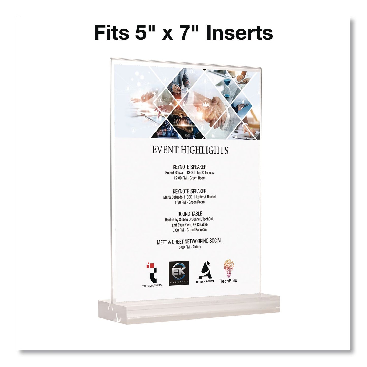 Global Printed Products Acrylic Sign Holder with Dual Function Base, 5 x 7 Insert (GPUSGNHAB5X7)