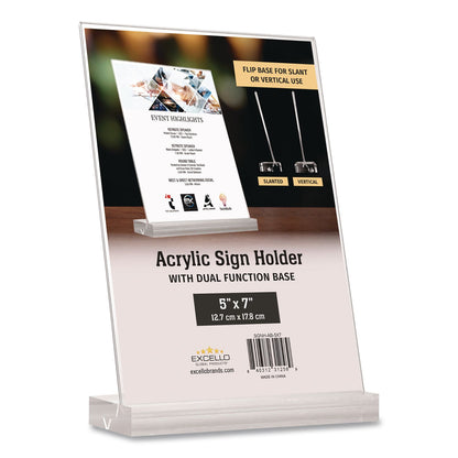 Global Printed Products Acrylic Sign Holder with Dual Function Base, 5 x 7 Insert (GPUSGNHAB5X7)