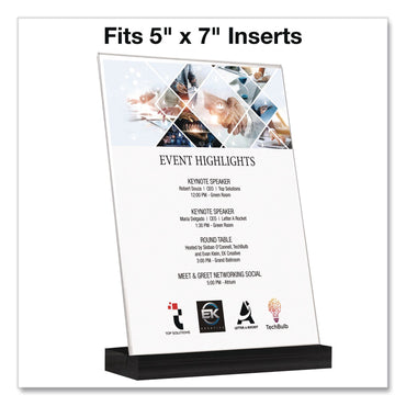 Global Printed Products Acrylic Sign Holder with Black Angled Base, 5 x 7 Insert (GPUSGNHAB5X7BK)