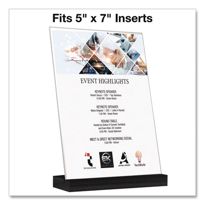 Global Printed Products Acrylic Sign Holder with Black Angled Base, 5 x 7 Insert (GPUSGNHAB5X7BK)