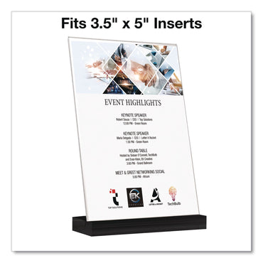 Global Printed Products Acrylic Sign Holder with Black Angled Base, 3.5 x 5 Insert (GPUSGNHAB35X5BK)
