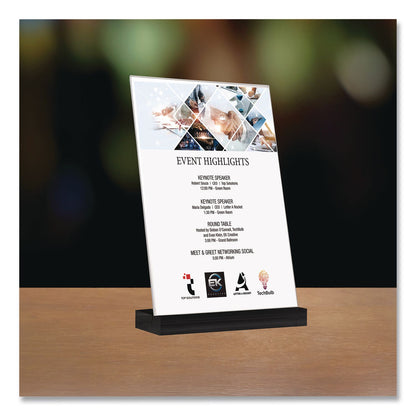 Global Printed Products Acrylic Sign Holder with Black Angled Base, 3.5 x 5 Insert (GPUSGNHAB35X5BK)