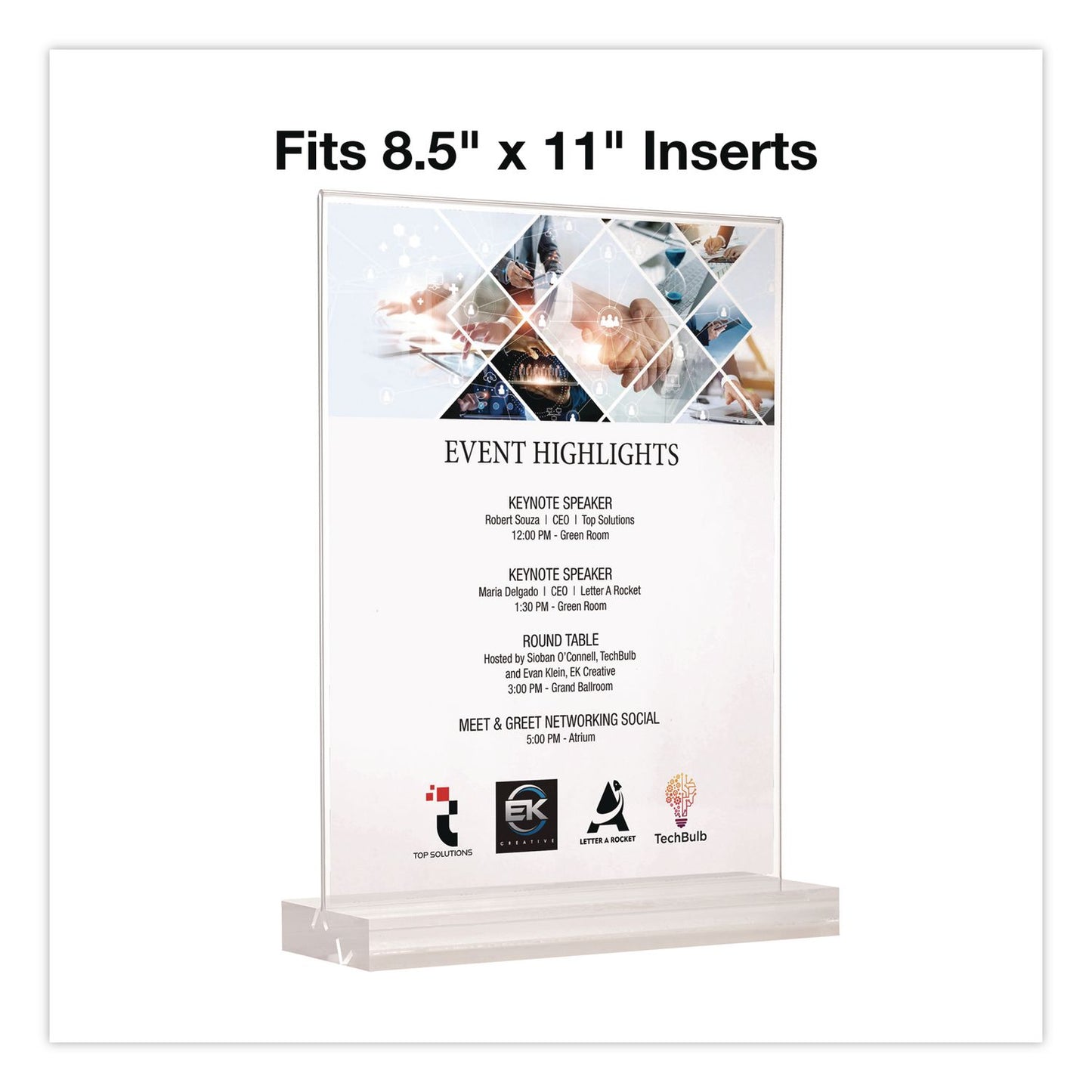 Global Printed Products Acrylic Sign Holder with Dual Function Base, 8.5 x 11 Insert (GPUSGNHAB8511)