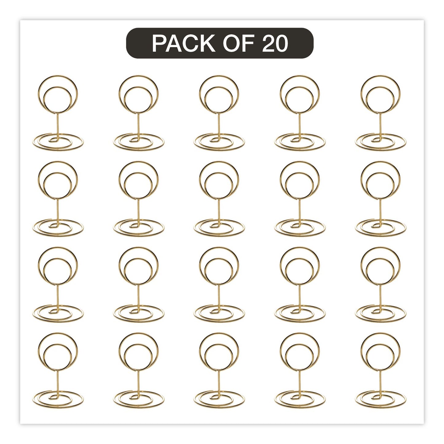Global Printed Products Decorative Wire Card Holders, Gold Frame, 20/Pack (GPUWRHLDRGLD)