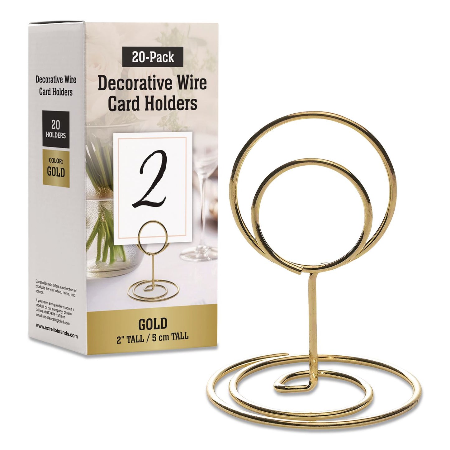 Global Printed Products Decorative Wire Card Holders, Gold Frame, 20/Pack (GPUWRHLDRGLD)