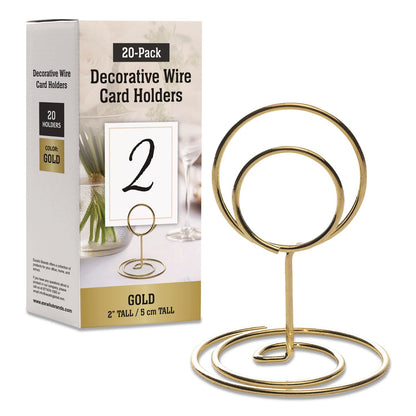 Global Printed Products Decorative Wire Card Holders, Gold Frame, 20/Pack (GPUWRHLDRGLD)