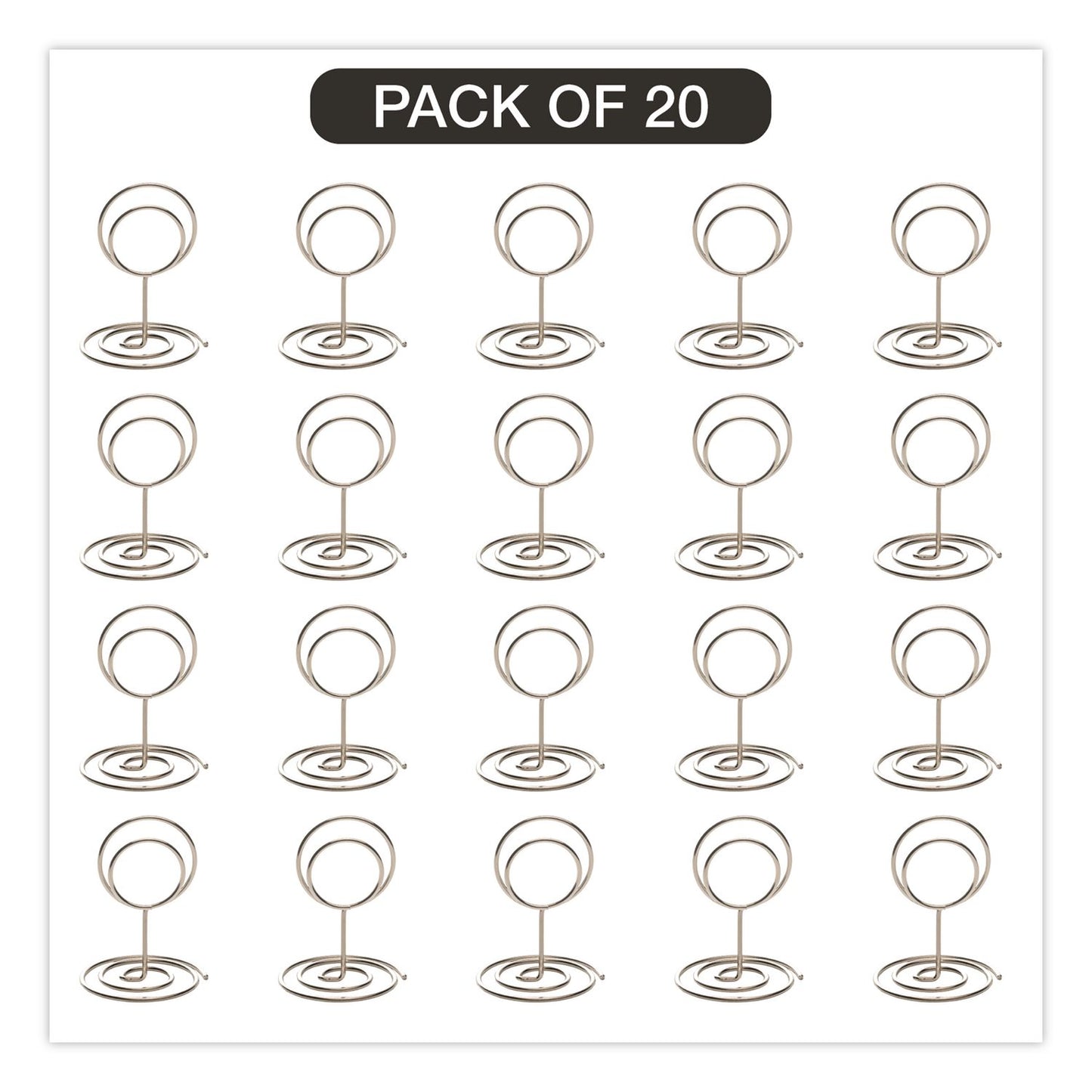 Global Printed Products Decorative Wire Card Holders, Silver Frame, 20/Pack (GPUWRHLDRSLV)