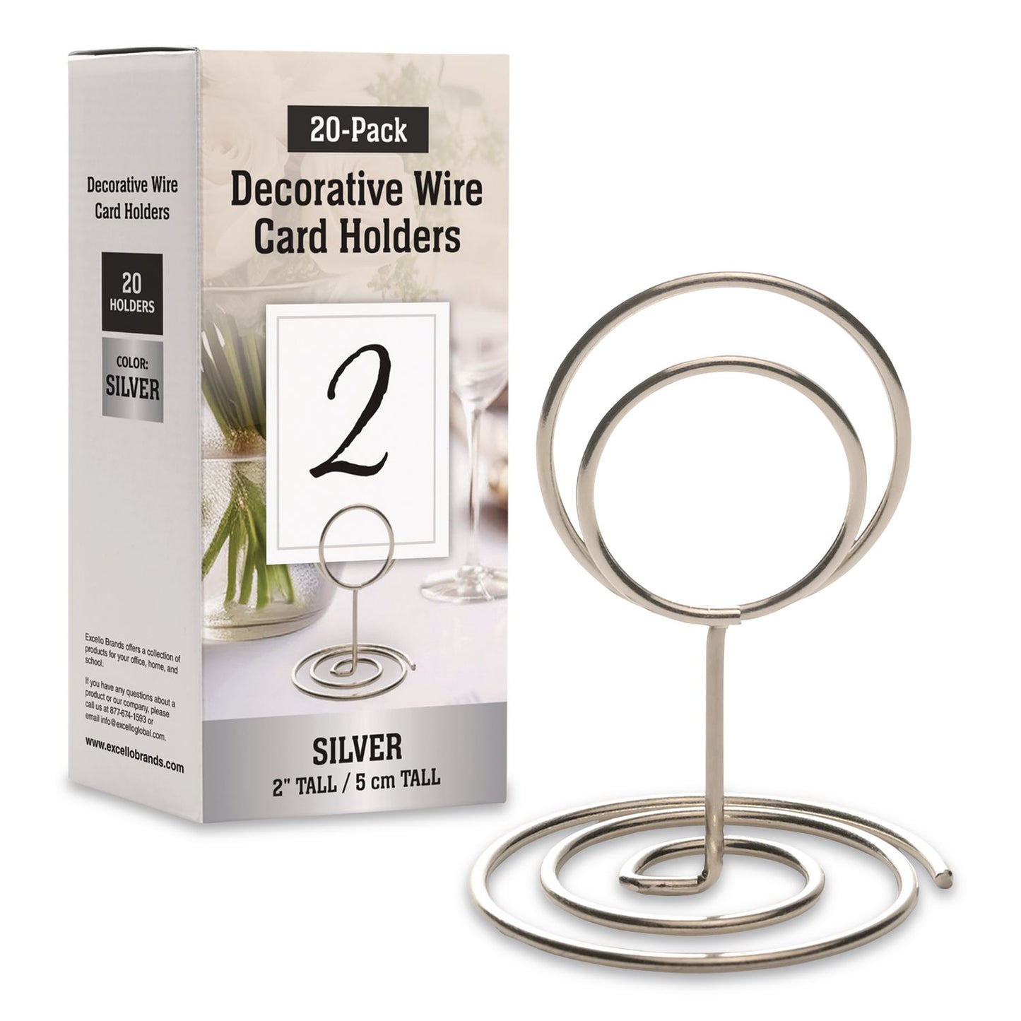 Global Printed Products Decorative Wire Card Holders, Silver Frame, 20/Pack (GPUWRHLDRSLV)