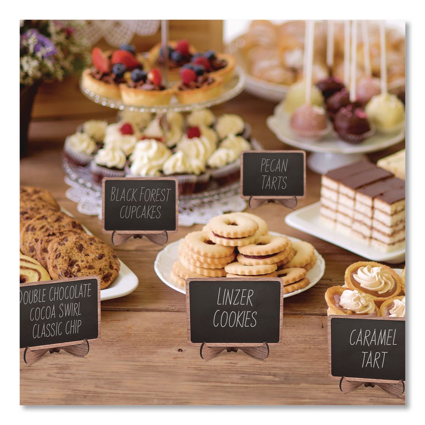 Excello Global Products® Mini Chalkboards, Black Surface, Brown Frame, 2.9 x 3.9, 10/Pack (EXOMINICHLK)