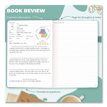 Clever Fox® Reading Journal, Room for 55 Book Reviews (Two Pages per Review), Mint Cream Cover, 8.3 x 5.8 Sheets (LFX8N1U0MT26S)