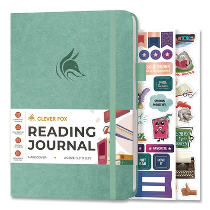 Clever Fox® Reading Journal, Room for 55 Book Reviews (Two Pages per Review), Mint Cream Cover, 8.3 x 5.8 Sheets (LFX8N1U0MT26S)