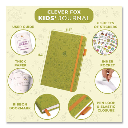Clever Fox® Kids' Guided Journal, Undated 14-Week Format, Engraved Fun Character/Activity Artwork, Apple Green Cover, 8.3 x 5.8 Sheets (LFXCFKJAPPLGRN)
