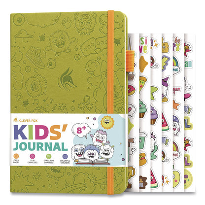 Clever Fox® Kids' Guided Journal, Undated 14-Week Format, Engraved Fun Character/Activity Artwork, Apple Green Cover, 8.3 x 5.8 Sheets (LFXCFKJAPPLGRN)