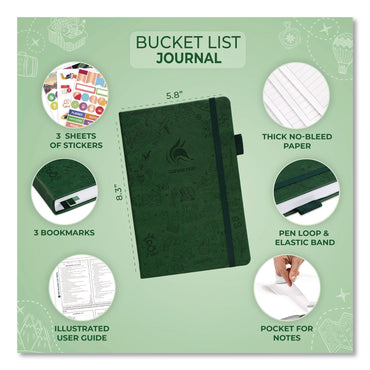 Clever Fox® Bucket List Journal, 100 Entries with Before/After Pages, Engraved Adventure Artwork, Forest Green Cover, 8.3 x 5.8 Sheets (LFXF1ZAJ2SU33)