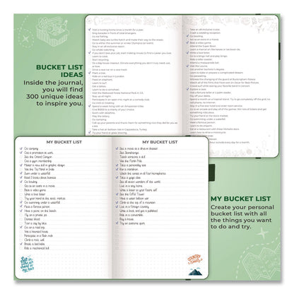 Clever Fox® Bucket List Journal, 100 Entries with Before/After Pages, Engraved Adventure Artwork, Forest Green Cover, 8.3 x 5.8 Sheets (LFXF1ZAJ2SU33)