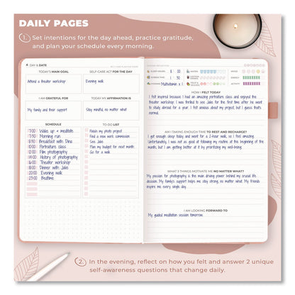Clever Fox® Self-Care Journal, Undated 90-Day Daily/Weekly/Monthly Format, Light Pink Cover, 8.3 x 5.8 Sheets (LFXOGA9GL3V1E)