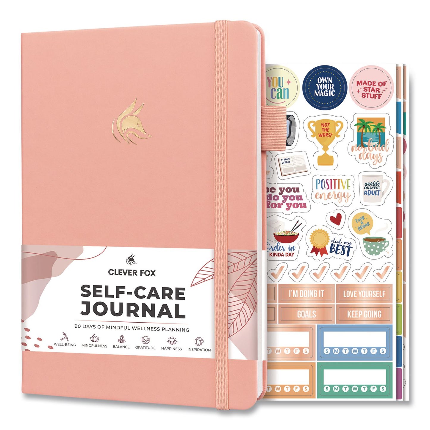 Clever Fox® Self-Care Journal, Undated 90-Day Daily/Weekly/Monthly Format, Light Pink Cover, 8.3 x 5.8 Sheets (LFXOGA9GL3V1E)