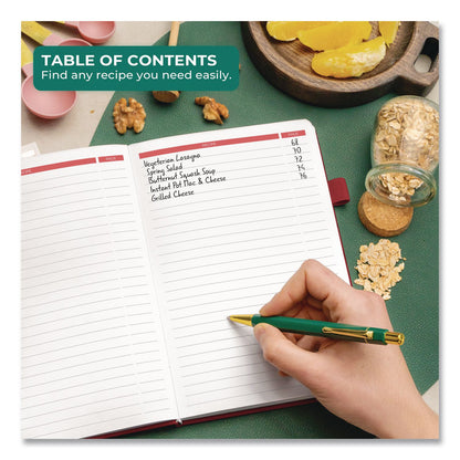 Clever Fox® Recipe Book, Customizable Space for 60 Recipes, Engraved Food and Kitchen Artwork, Burgundy Cover, 8.3 x 5.8 Sheets (LFXTF8NP4O50F)