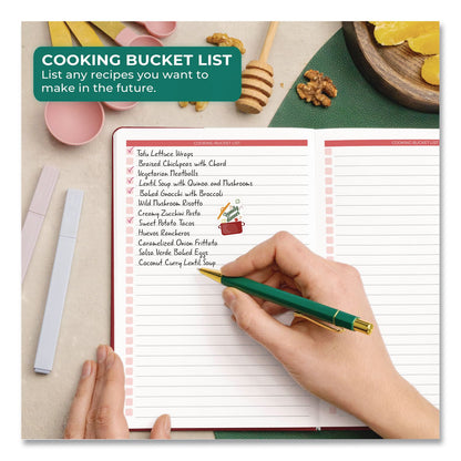 Clever Fox® Recipe Book, Customizable Space for 60 Recipes, Engraved Food and Kitchen Artwork, Burgundy Cover, 8.3 x 5.8 Sheets (LFXTF8NP4O50F)