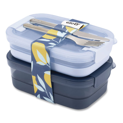ello® Lunch Stack Bento Box, 2 Containers, 5.24 x 7.13 x 4.41, Blue (LFC62124449206)
