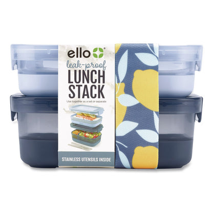 ello® Lunch Stack Bento Box, 2 Containers, 5.24 x 7.13 x 4.41, Blue (LFC62124449206)