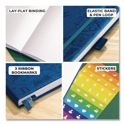 Clever Fox® Dotted Journal 2.0, Engraved Daily Life Artwork, Dotted Rule, Navy Blue Cover, (80) 8.3 x 5.8 Sheets (LFX4J7Y7G96QA)