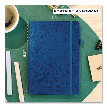 Clever Fox® Dotted Journal 2.0, Engraved Daily Life Artwork, Dotted Rule, Navy Blue Cover, (80) 8.3 x 5.8 Sheets (LFX4J7Y7G96QA)