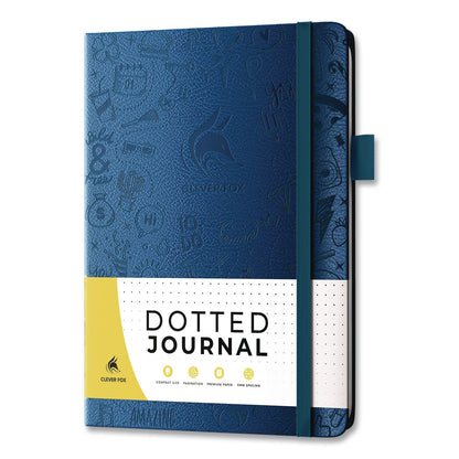 Clever Fox® Dotted Journal 2.0, Engraved Daily Life Artwork, Dotted Rule, Navy Blue Cover, (80) 8.3 x 5.8 Sheets (LFX4J7Y7G96QA)