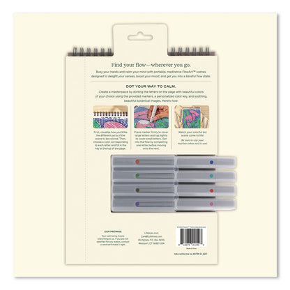 Lifelines® FlowArt Dot-By-Letter Coloring Book, Botanic, with 4 Double-Sided Markers, All Ages, 20 Sheets (LLN165005)