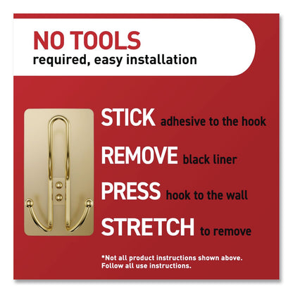 Command™ Decorative X-Large Triple Hooks, Plastic, Satin Brass, Supports 10 lb, 2/Pack (MMM17038BR2ES)