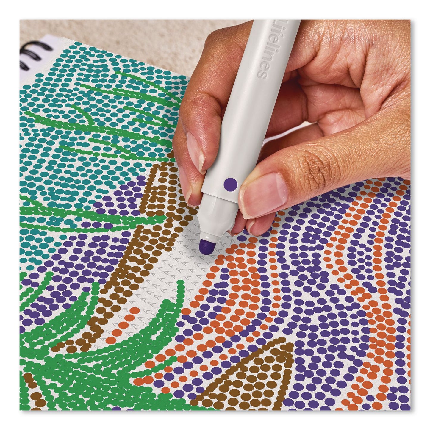 Lifelines® FlowArt Dot-By-Letter Coloring Book, Landscapes, with 4 Double-Sided Markers, All Ages, 20 Pages (LLN165008)