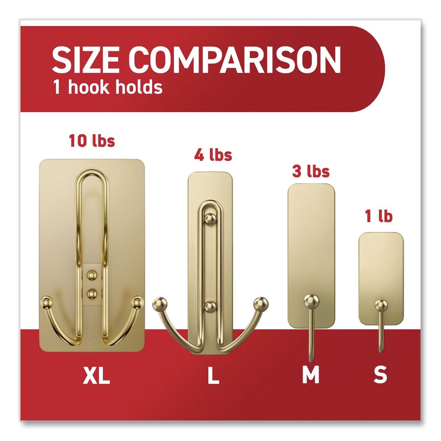 Command™ Decorative X-Large Triple Hooks, Plastic, Satin Brass, Supports 10 lb, 2/Pack (MMM17038BR2ES)