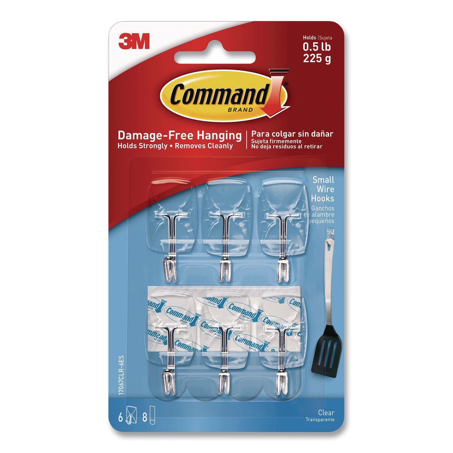 Command™ Small Wire Hooks, Small, Plastic/Metal Wire, White, 0.5 lb Capacity, 6/Pack (MMM17067CLR6ES)