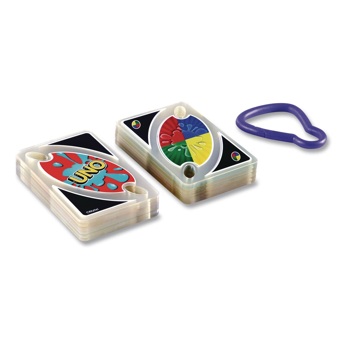 Mattel UNO Splash Card Game, 108 Waterproof Cards with Take-Along Clip, Ages 7 and Up (MTTDHW42)