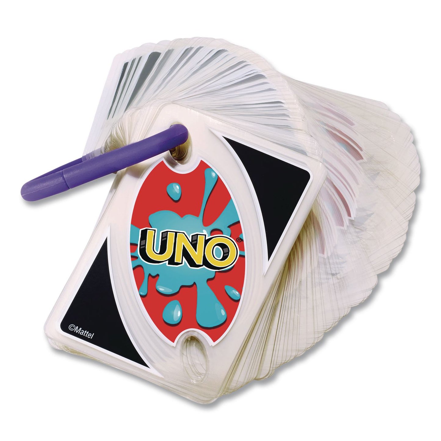 Mattel UNO Splash Card Game, 108 Waterproof Cards with Take-Along Clip, Ages 7 and Up (MTTDHW42)