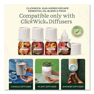 Lifelines® ClickWick Sunkissed Escape Essential Oil Set, Coconut Hibiscus/Desert Winds/Peach Velvet/Vanilla Tangerine, 0.25 oz Bottle (LLNLL113008)