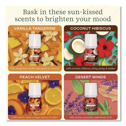 Lifelines® ClickWick Sunkissed Escape Essential Oil Set, Coconut Hibiscus/Desert Winds/Peach Velvet/Vanilla Tangerine, 0.25 oz Bottle (LLNLL113008)
