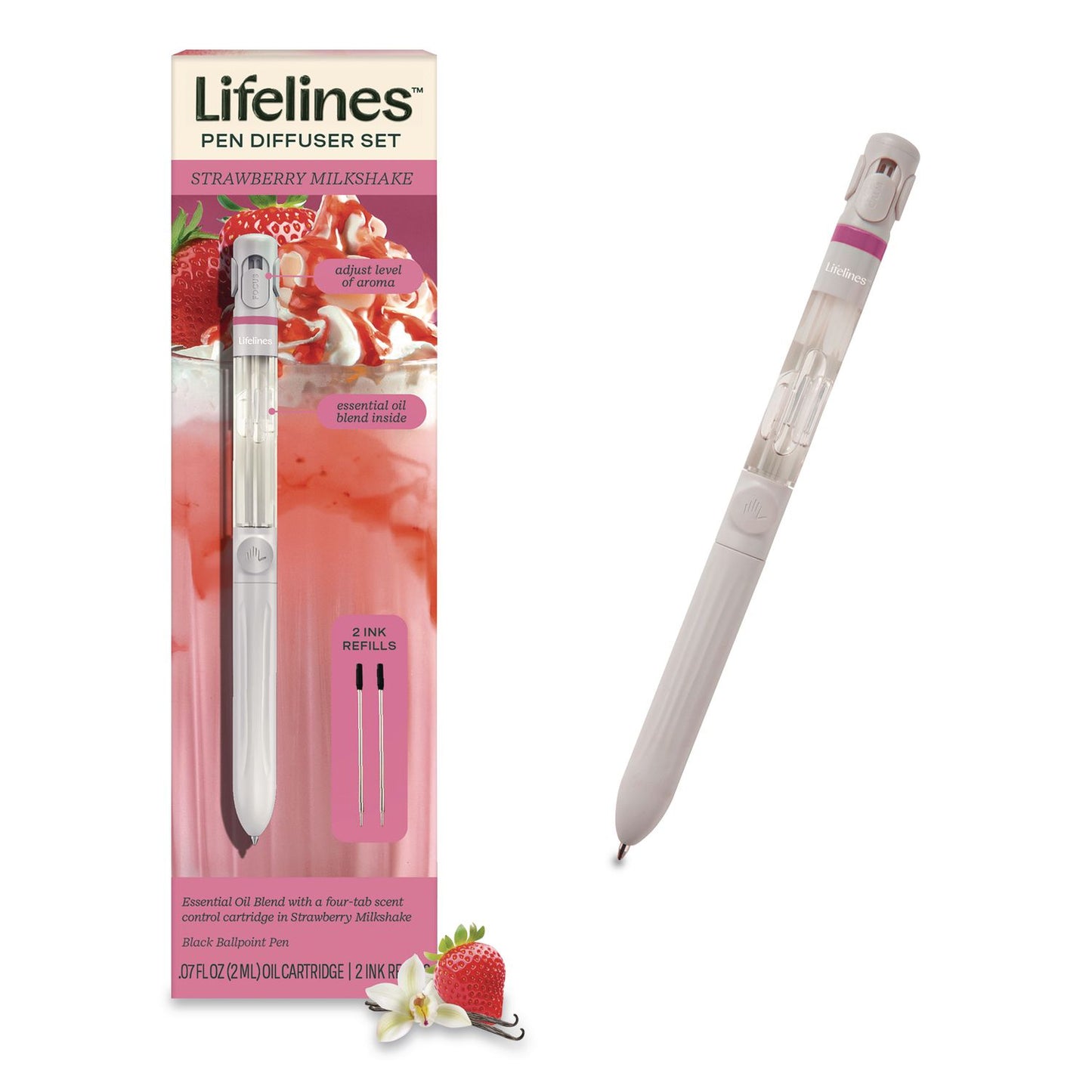 Lifelines® Essential Oil Blends Pen Diffuser, Strawberry Milkshake Scent, White (LLNLL123123)