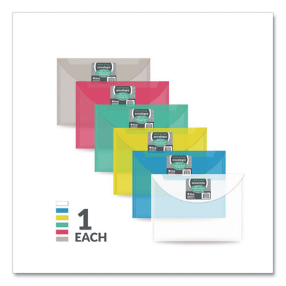 C-Line® Reusable Poly Envelope, Hook/Loop Closure, 9.37 x 13, Randomly Assorted Colors (CLI58000)