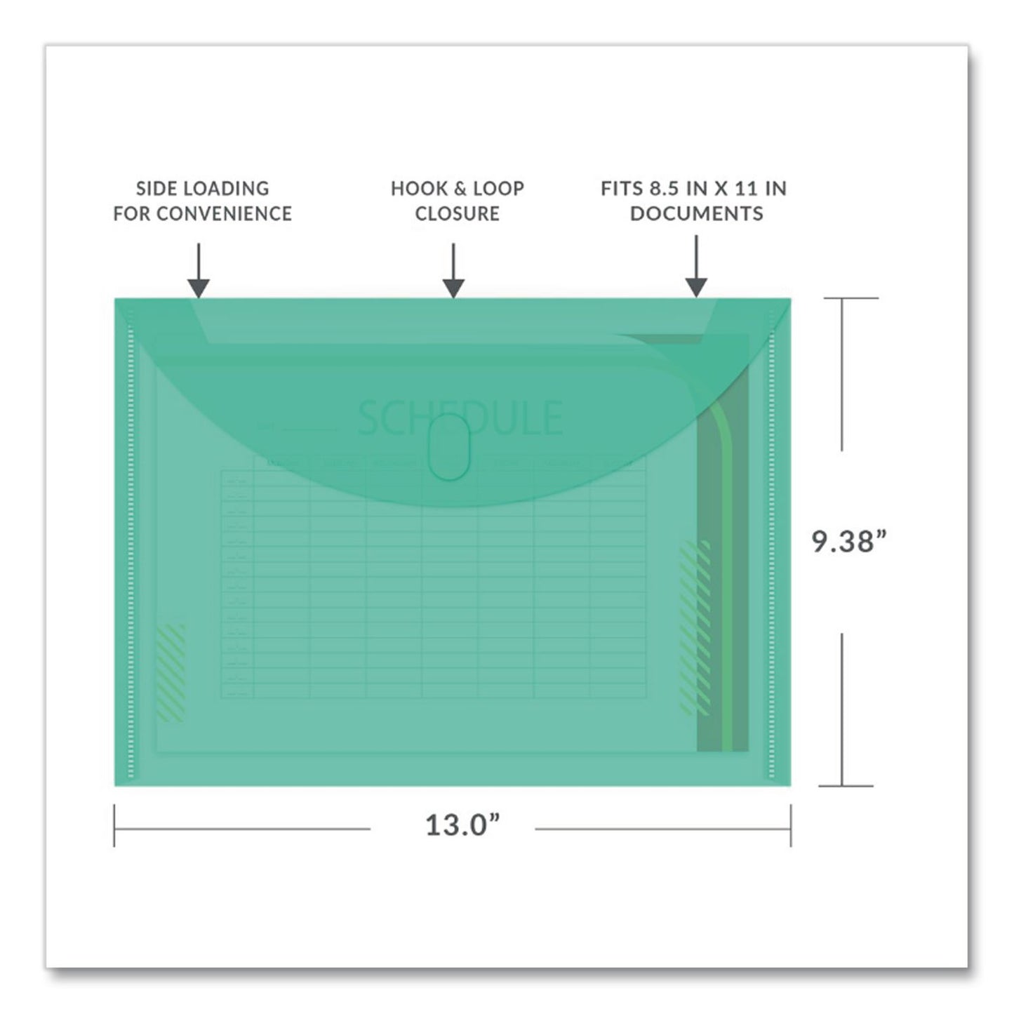 C-Line® Reusable Poly Envelope, Hook/Loop Closure, 9.37 x 13, Randomly Assorted Colors (CLI58000)