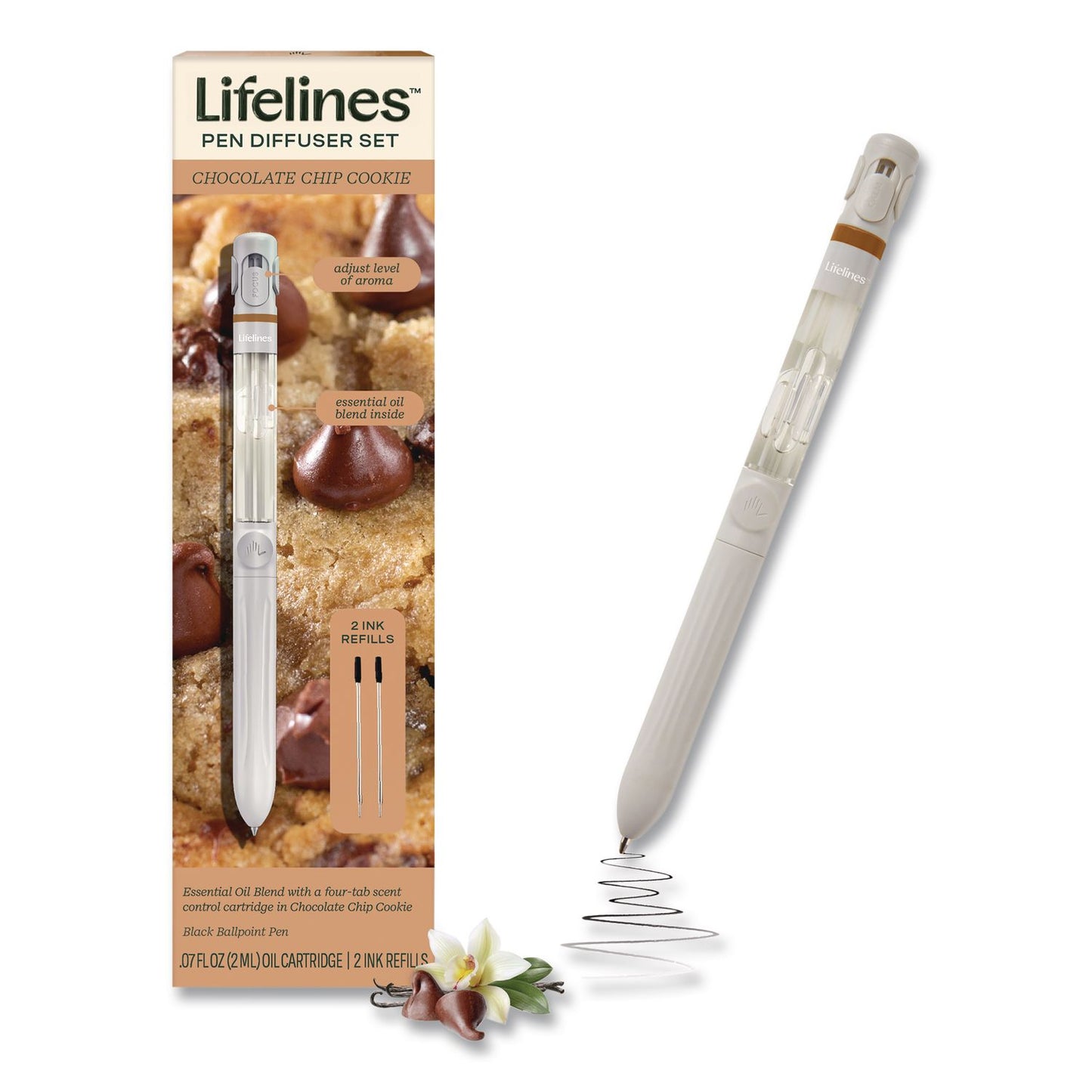 Lifelines® Essential Oil Blends Pen Diffuser, Chocolate Chip Cookie Scent, White (LLNLL123126)