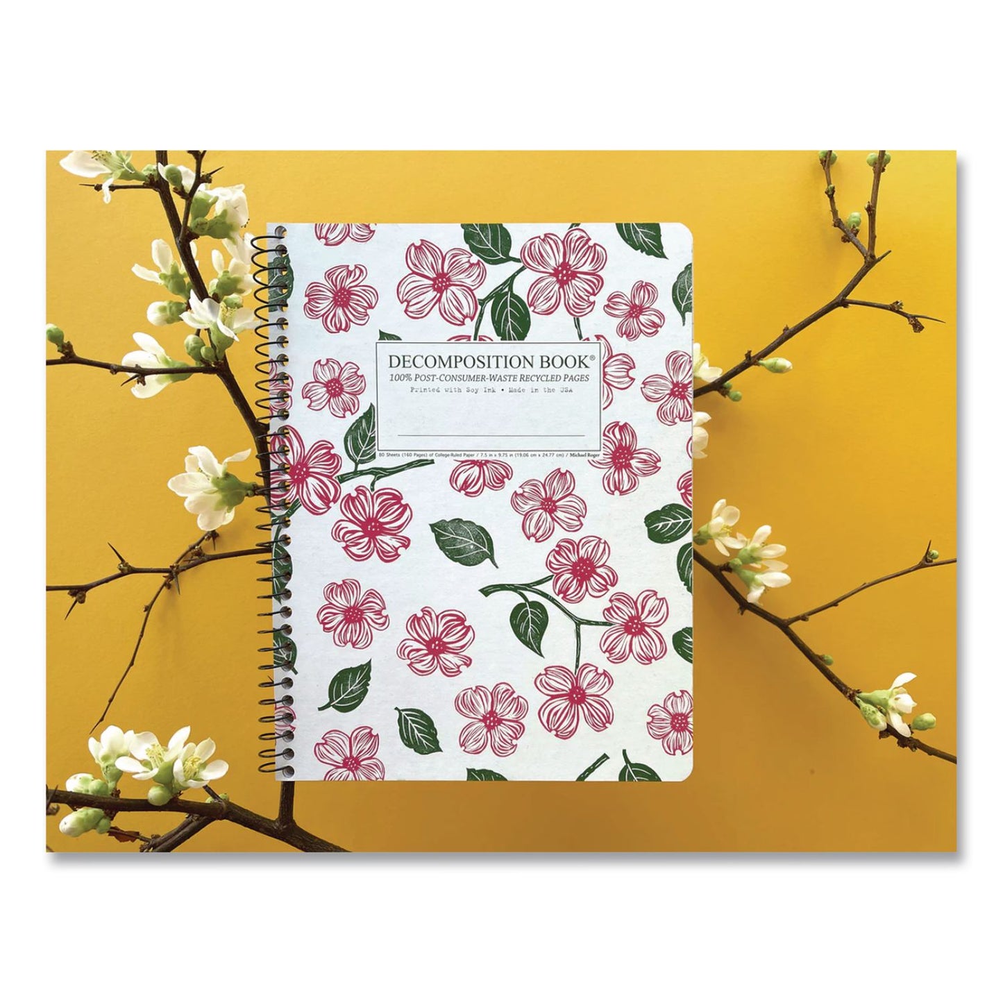 DECOMPOSITION® Spiral Composition Book, Medium/College Rule, Dogwood, (80) 9.75 x 7.5 Sheets (DCP15924)