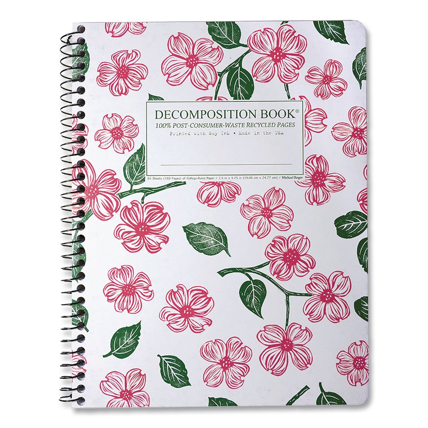 DECOMPOSITION® Spiral Composition Book, Medium/College Rule, Dogwood, (80) 9.75 x 7.5 Sheets (DCP15924)