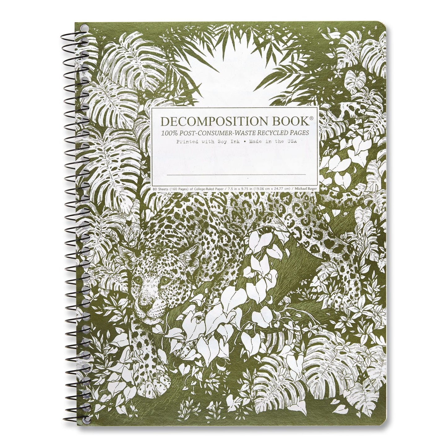 DECOMPOSITION® Spiral Composition Book, Medium/College Rule, Jaguar, (80) 9.75 x 7.5 Sheets (DCP16442)