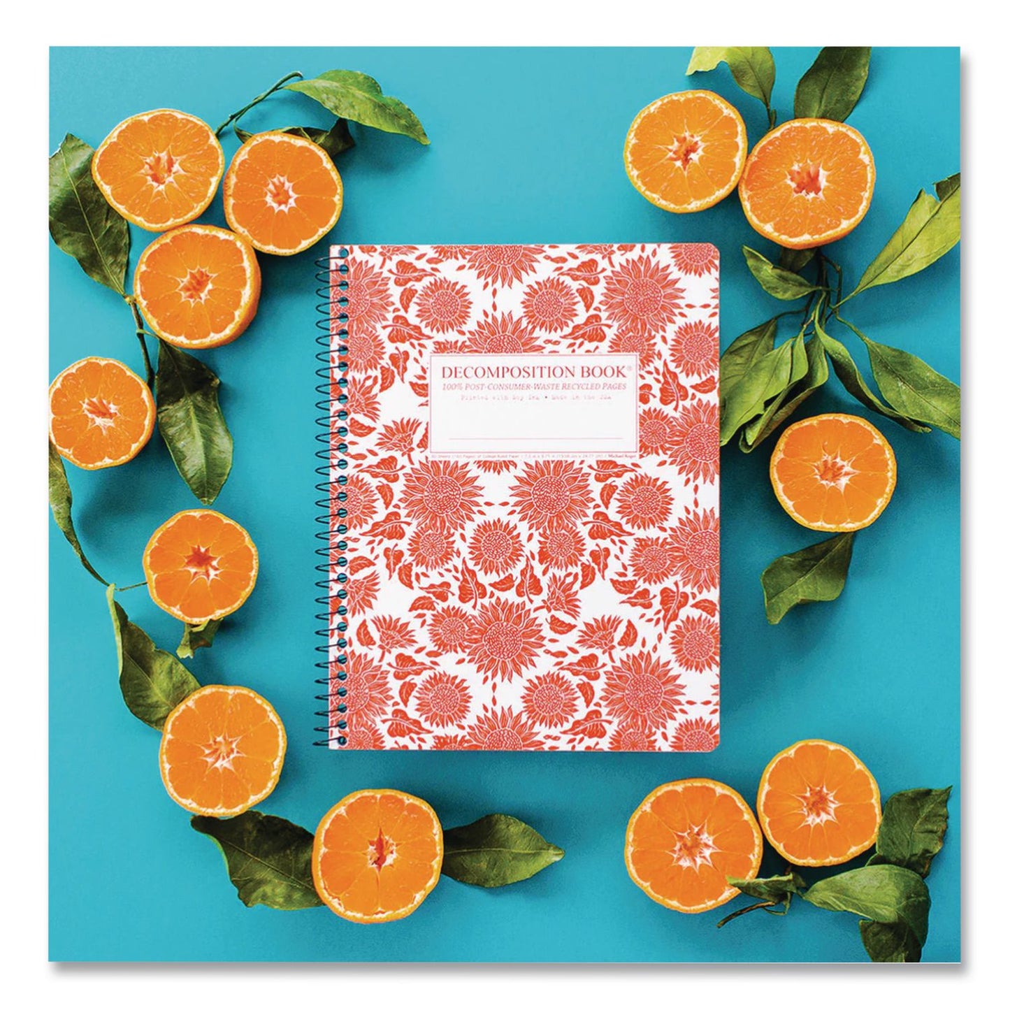 DECOMPOSITION® Spiral Composition Book, Medium/College Rule, Sunflowers, (80) 9.75 x 7.5 Sheets (DCP16580)