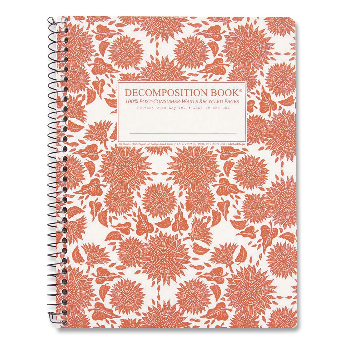 DECOMPOSITION® Spiral Composition Book, Medium/College Rule, Sunflowers, (80) 9.75 x 7.5 Sheets (DCP16580)