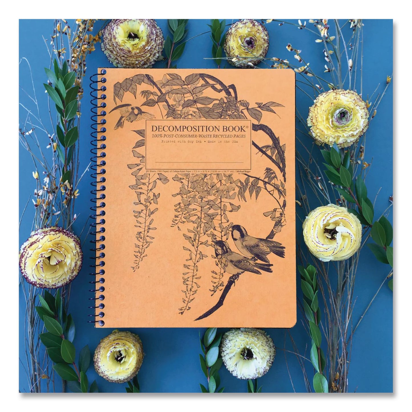 DECOMPOSITION® Spiral Composition Book, Medium/College Rule, Leafy Perch, (80) 9.75 x 7.5 Sheets (DCP16998)